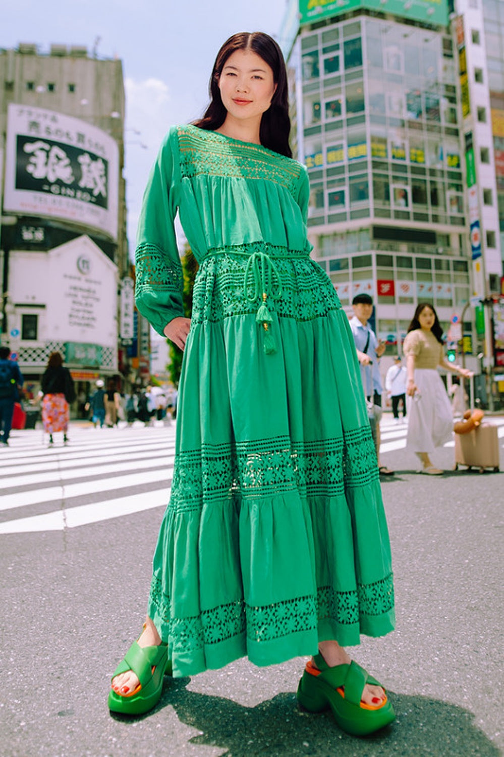 LACE INSERT MAXI DRESS EMERALD Hummingbird The Shop LACE INSERT MAXI DRESS EMERALD Hummingbird The Shop
