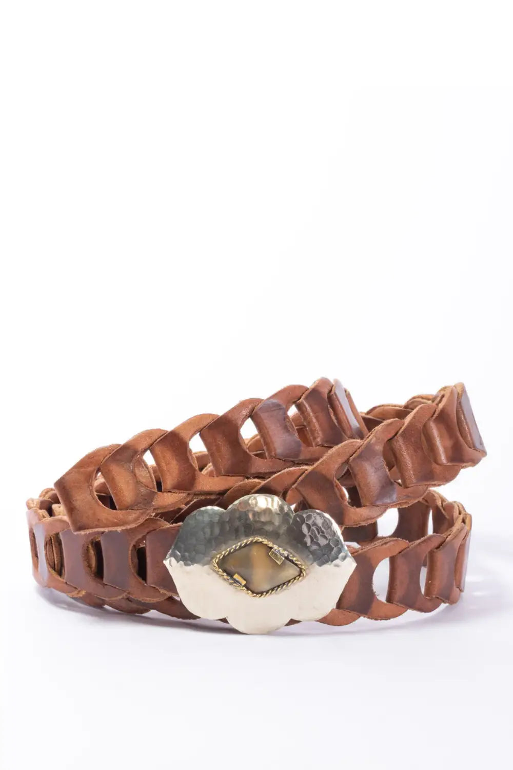 CASABLANCA CHAIN LEATHER BELT CHOCOLATE