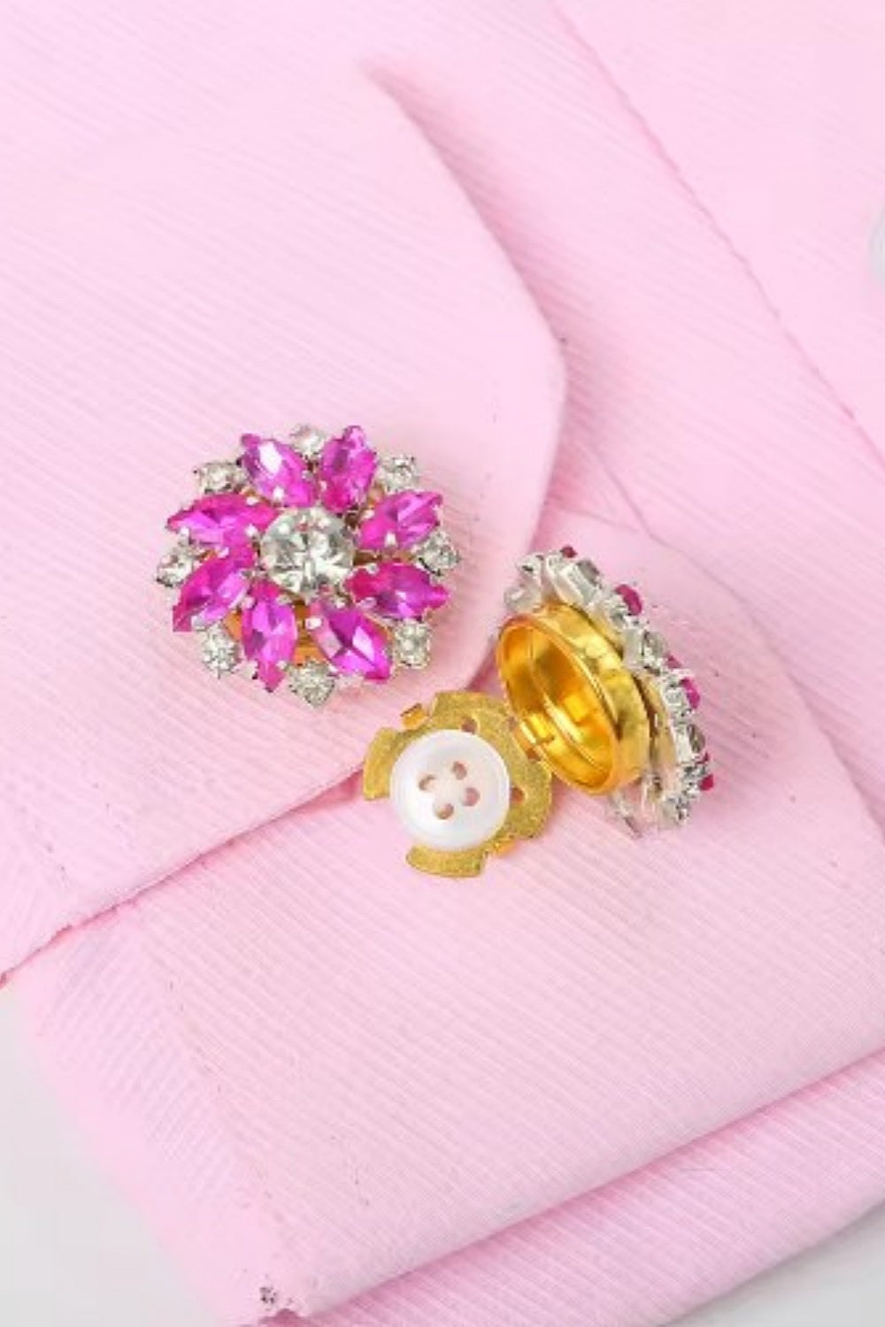 BLING BLING BUTTON COVERS HOT PINK