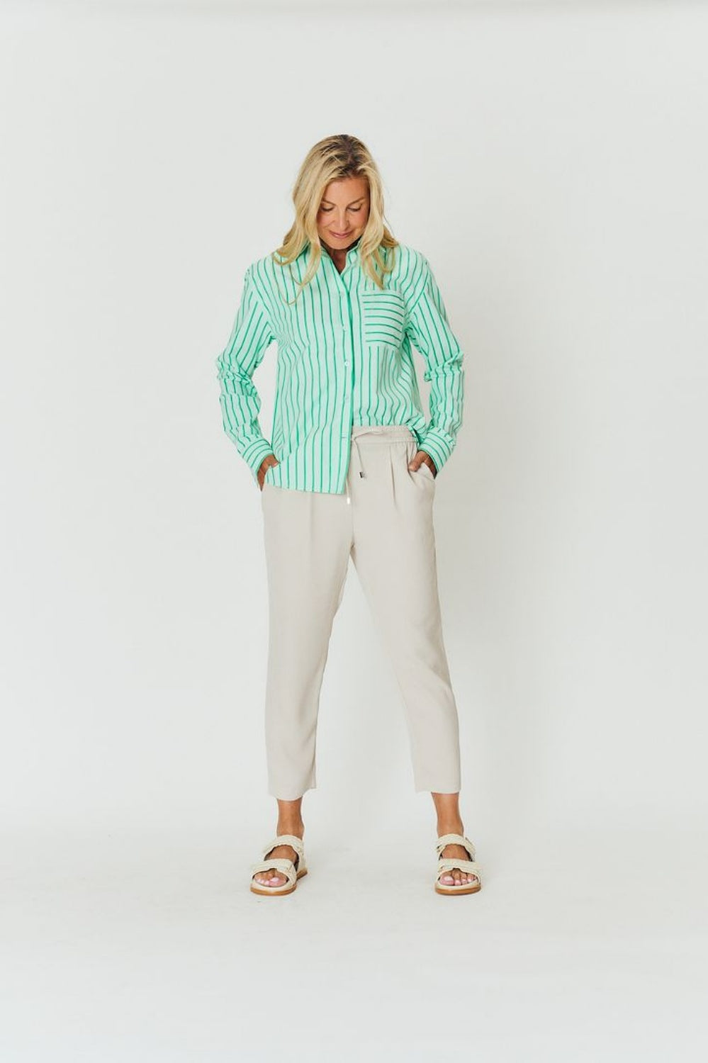 CHLOE SHIRT GREEN STRIPE