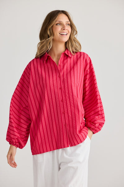 CLIFFSIDE SHIRT HIBISCUS STRIPE