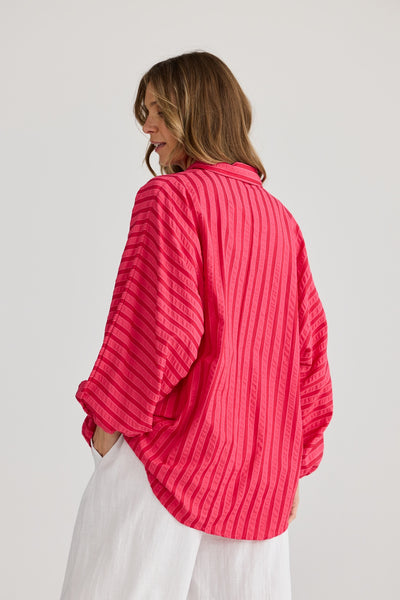 CLIFFSIDE SHIRT HIBISCUS STRIPE