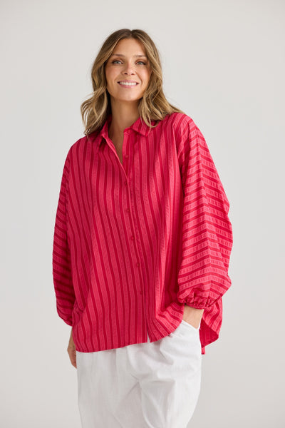 CLIFFSIDE SHIRT HIBISCUS STRIPE