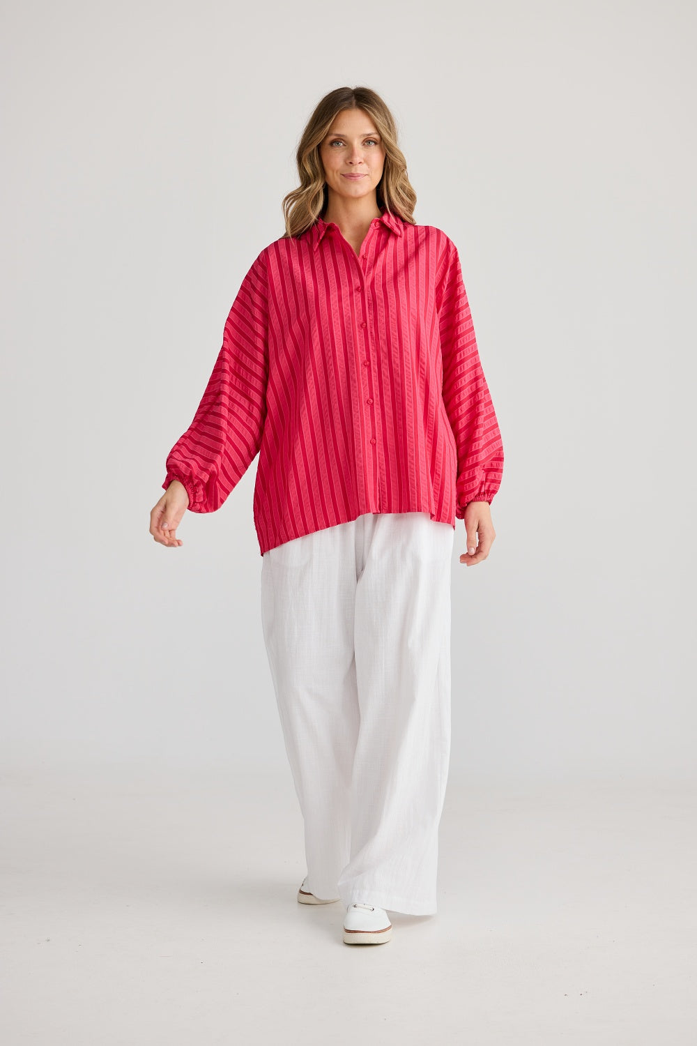 CLIFFSIDE SHIRT HIBISCUS STRIPE