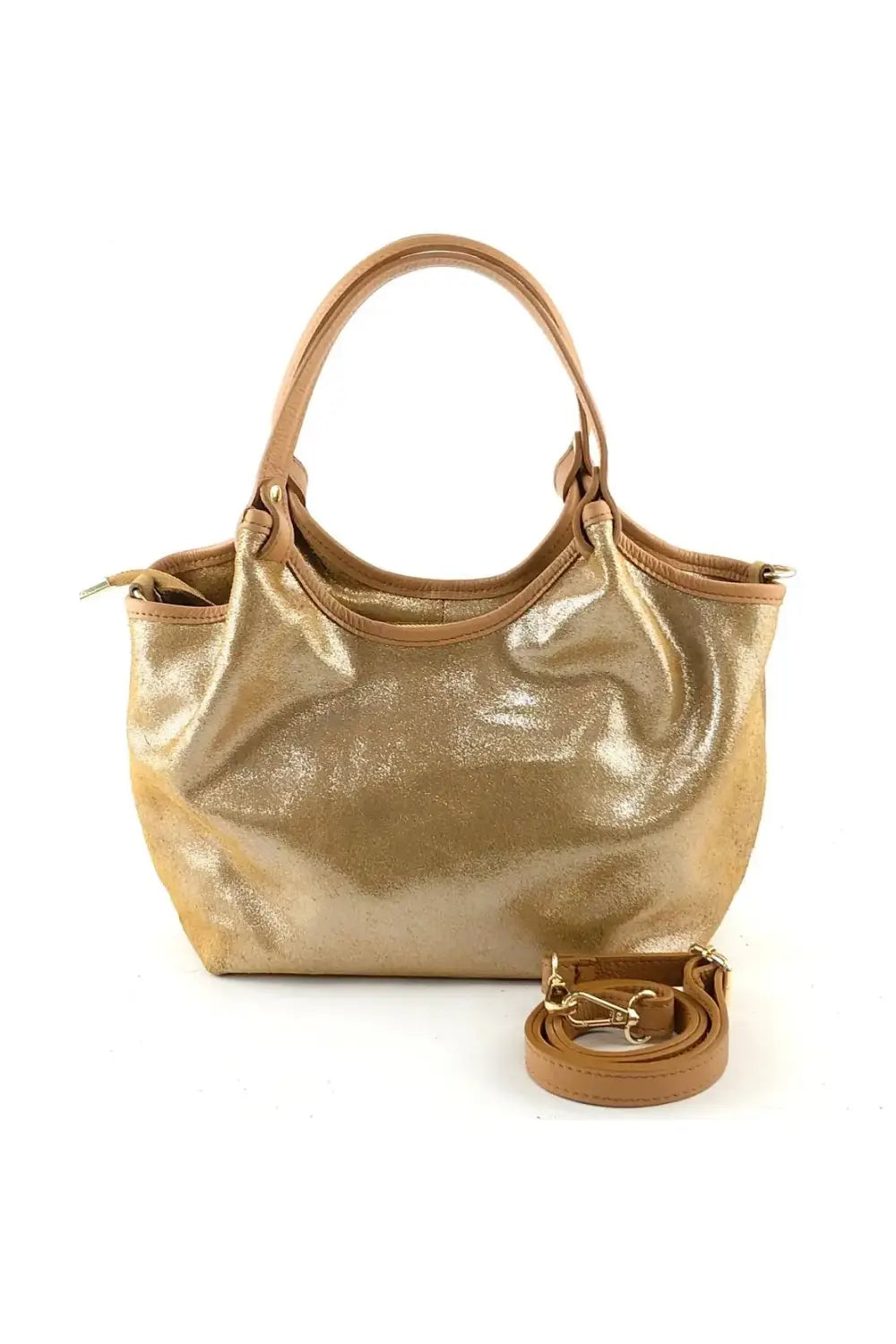 CLOTILDA LEATHER TOTE GLOSSY SAVANA