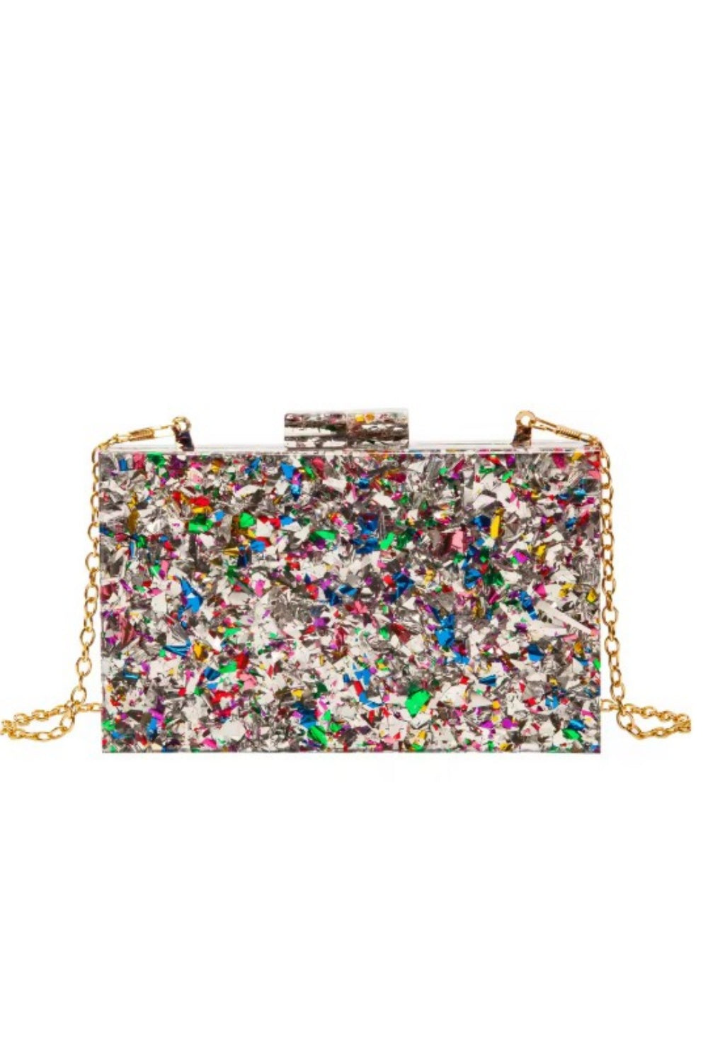CONFETTI CLUTCH SILVER MULTI