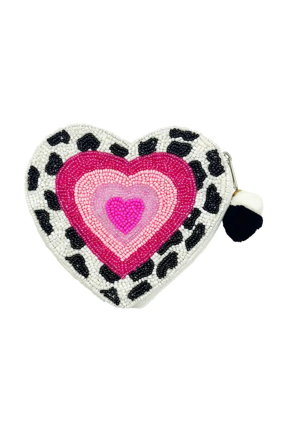 COW HEART BEADED COIN PURSE