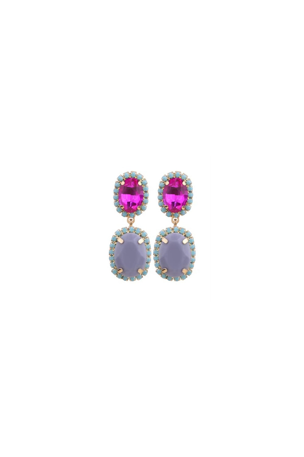 DIAMONDS IN THE SKY EARRINGS RASPBERRY & LAVENDER CREAM