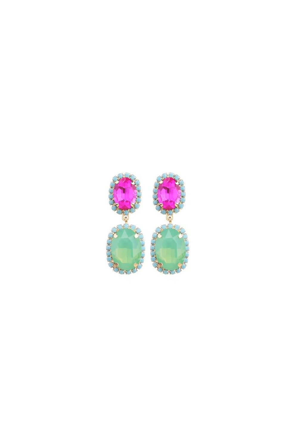 DIAMONDS IN THE SKY EARRINGS RASPBERRY & GREEN APPLE