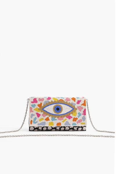 RAINBOW EVIL EYE BEADED CLUTCH