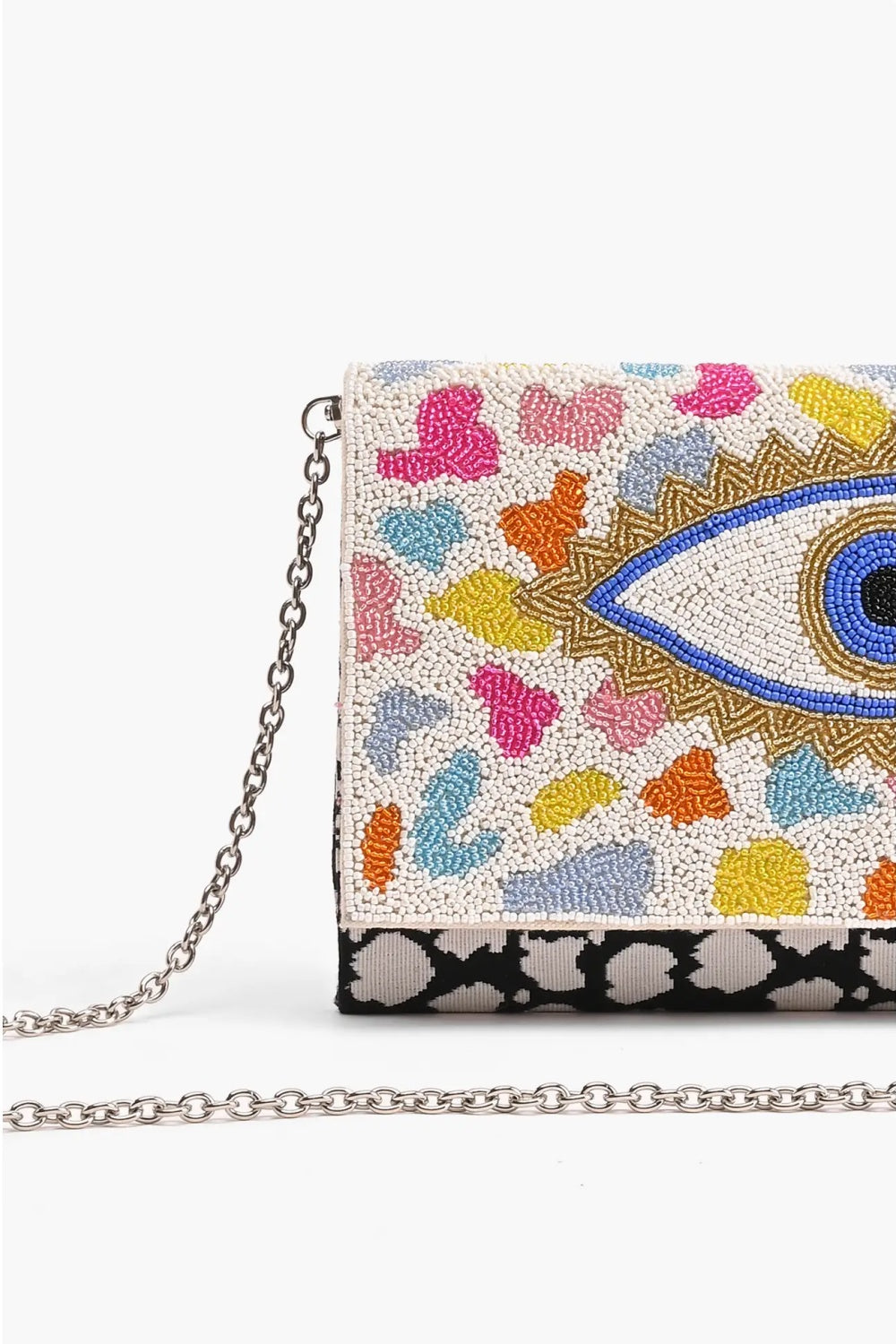 RAINBOW EVIL EYE BEADED CLUTCH