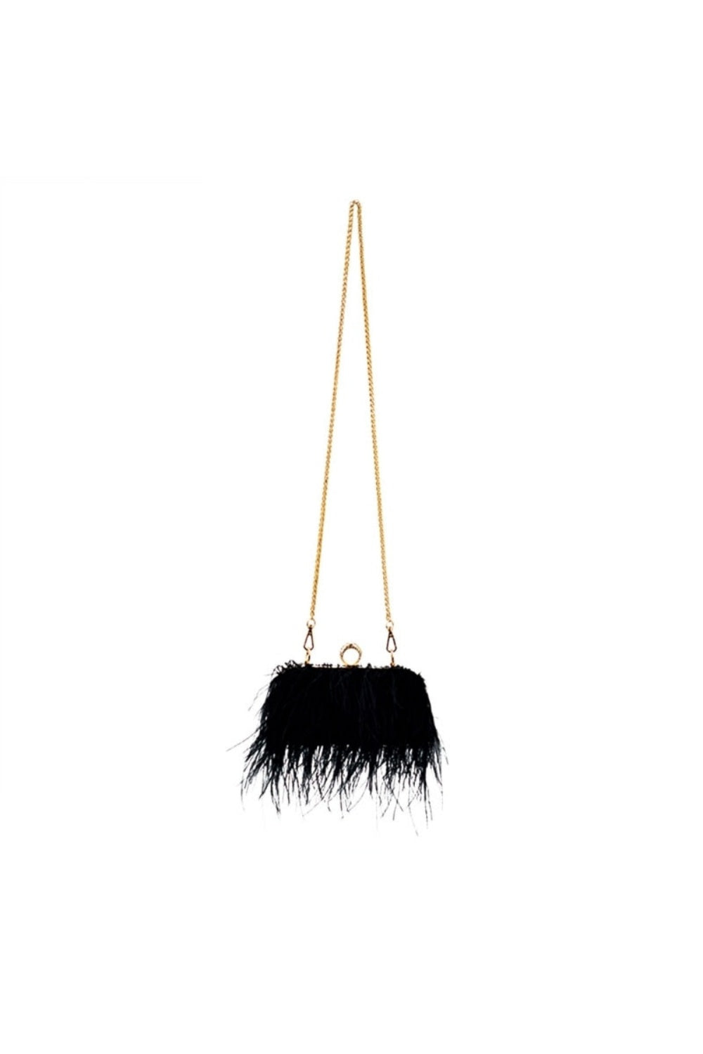 FEATHER OR NOT CLUTCH BLACK