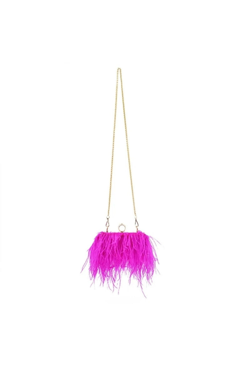 FEATHER OR NOT CLUTCH FUCHSIA