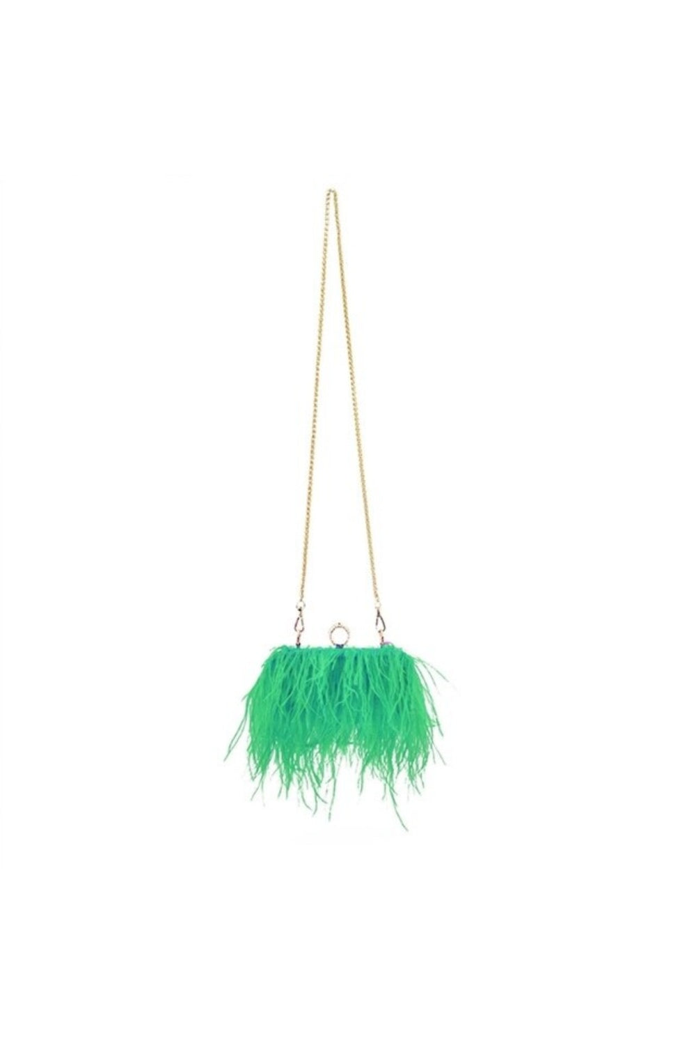 FEATHER OR NOT CLUTCH GREEN