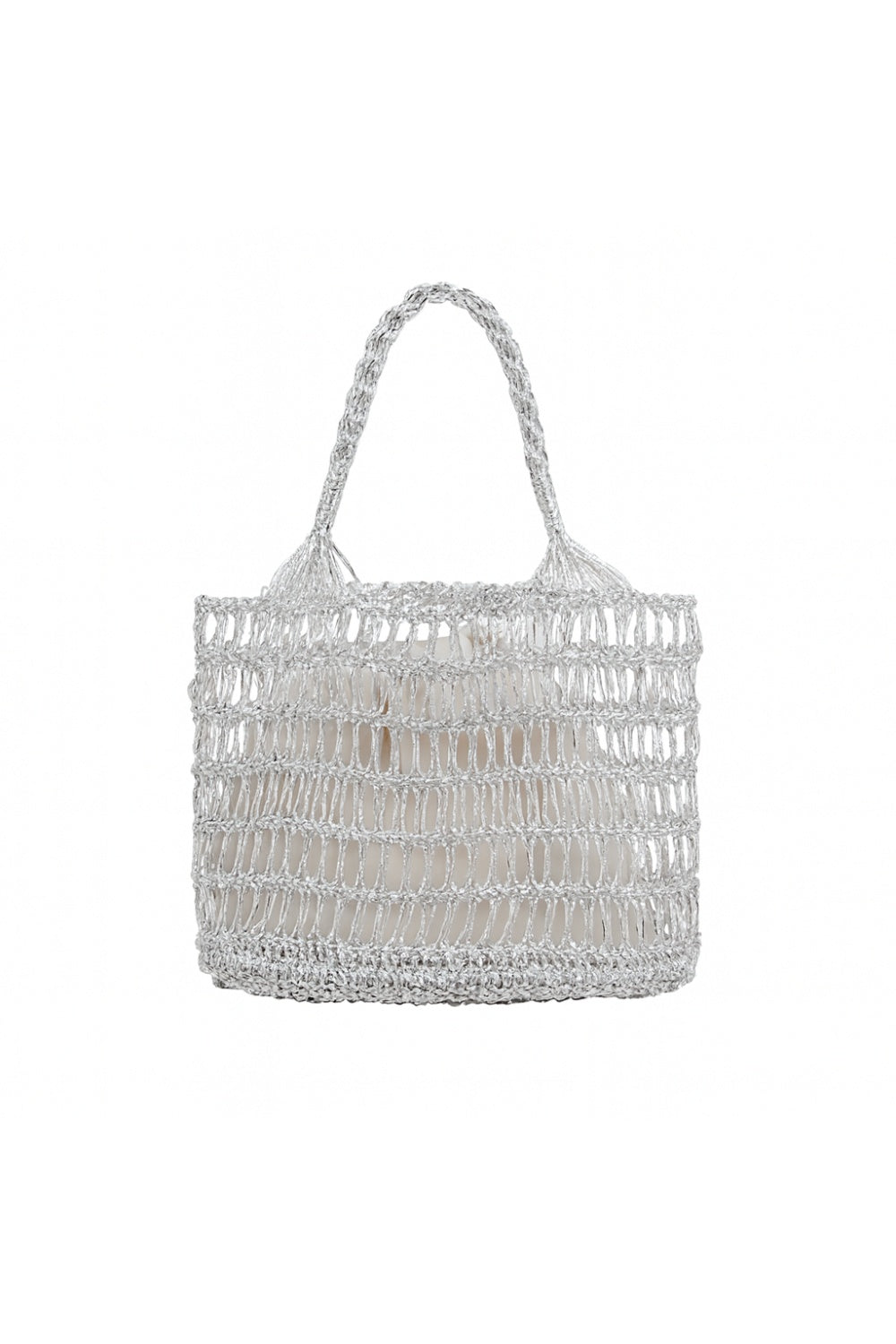 FISHERMANS BASKET WOVEN TOTE SILVER