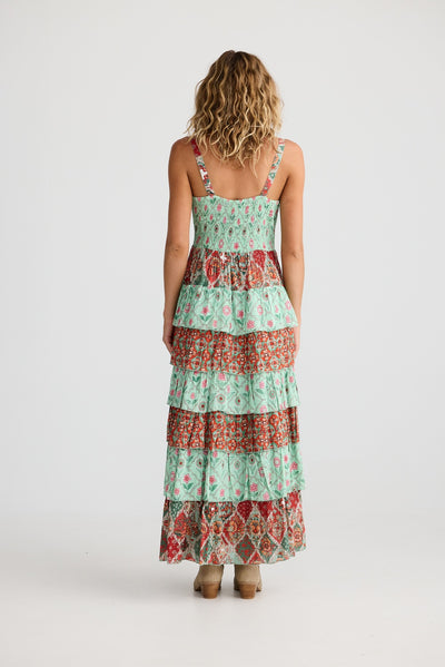 PALOMA RUFFLE MAXI DRESS FLORA MOSAIC