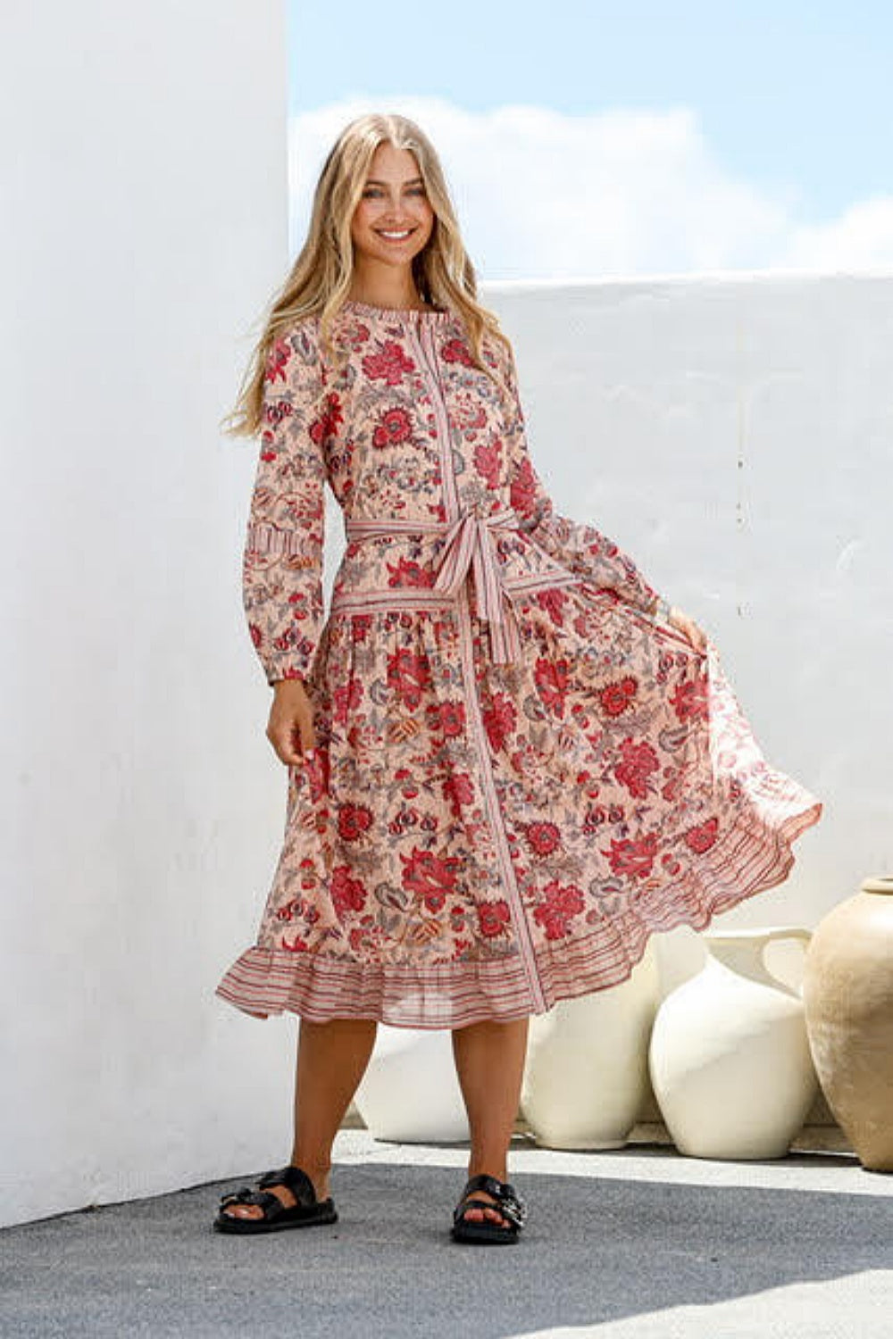 NATIVE FLORAL MIDI DRESS