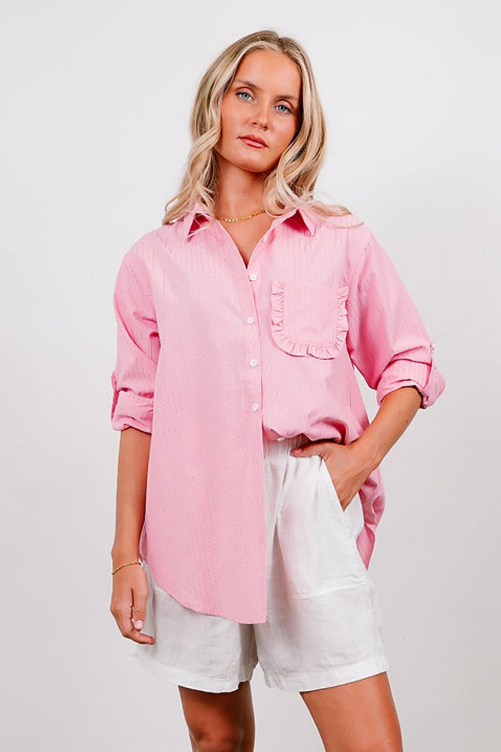 FRILLED TO MEET YOU SHIRT PINK