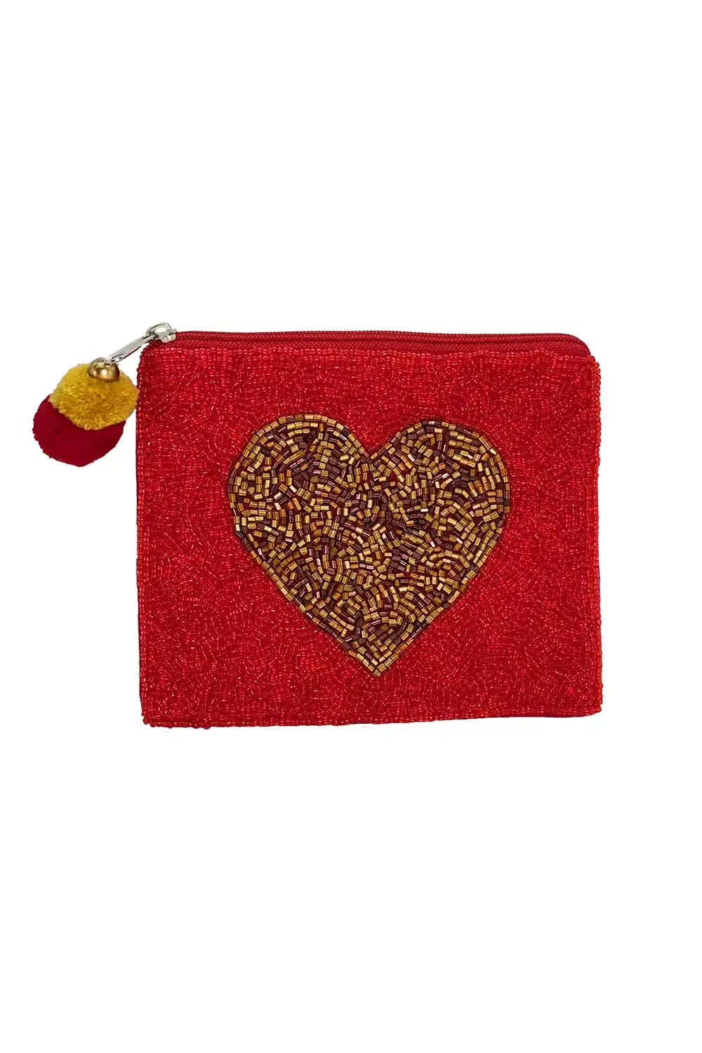 GOLD HEART BEADED COIN PURSE