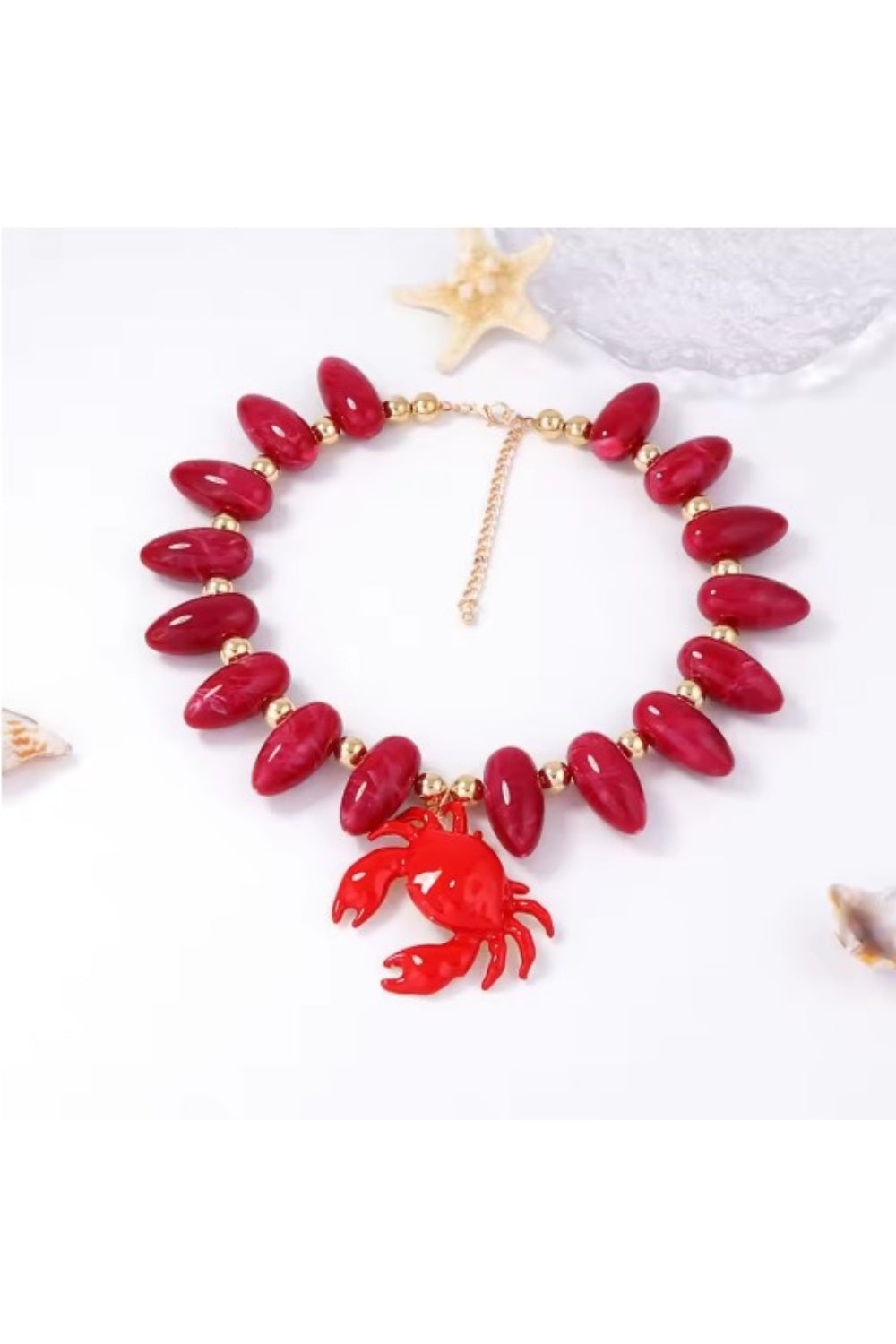 GONE CRABBING CHOKER NECKLACE RASPBERRY