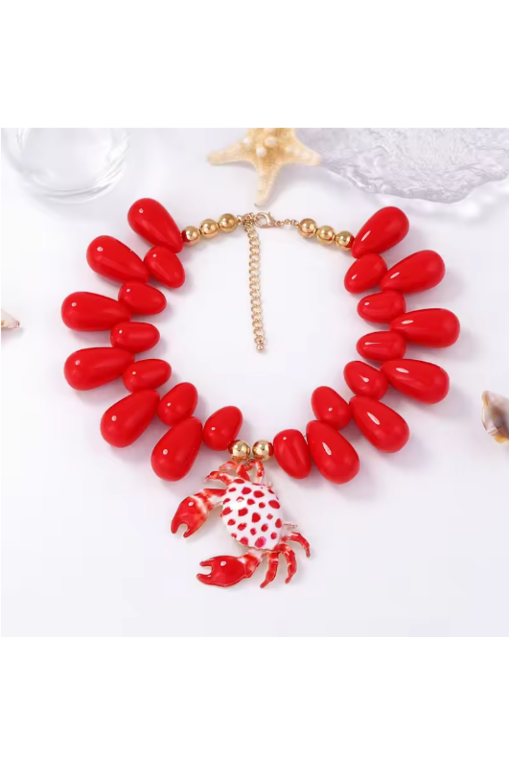 GONE CRABBING CHOKER NECKLACE RED SPOT