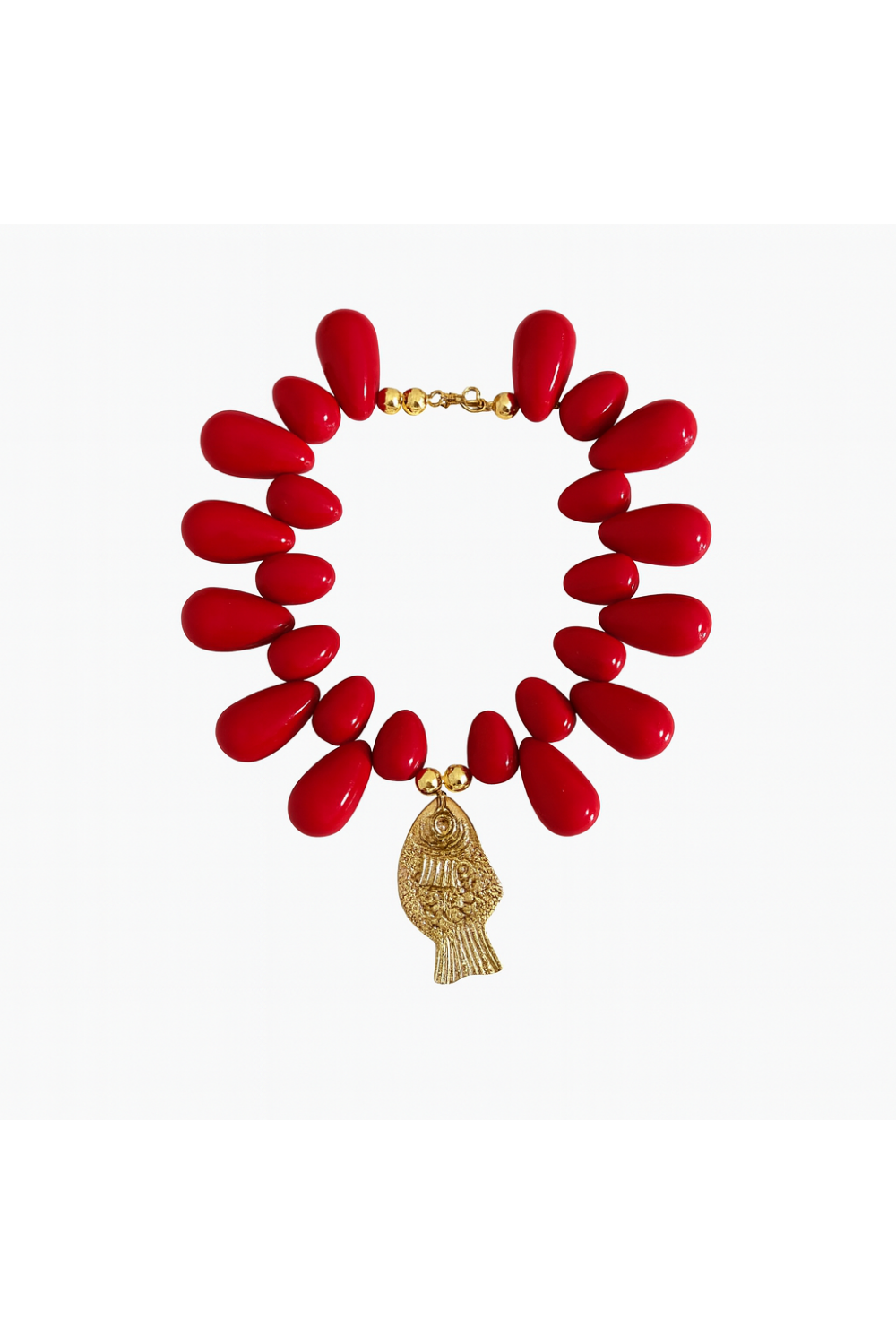 GONE FISHING CHOKER NECKLACE RED