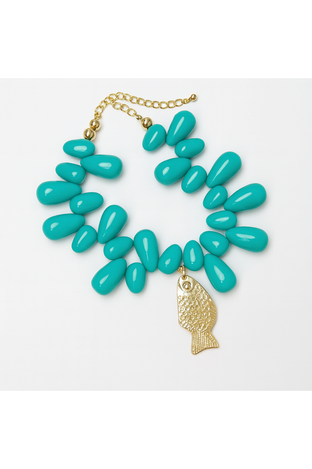 GONE FISHING CHOKER NECKLACE TURQUOISE