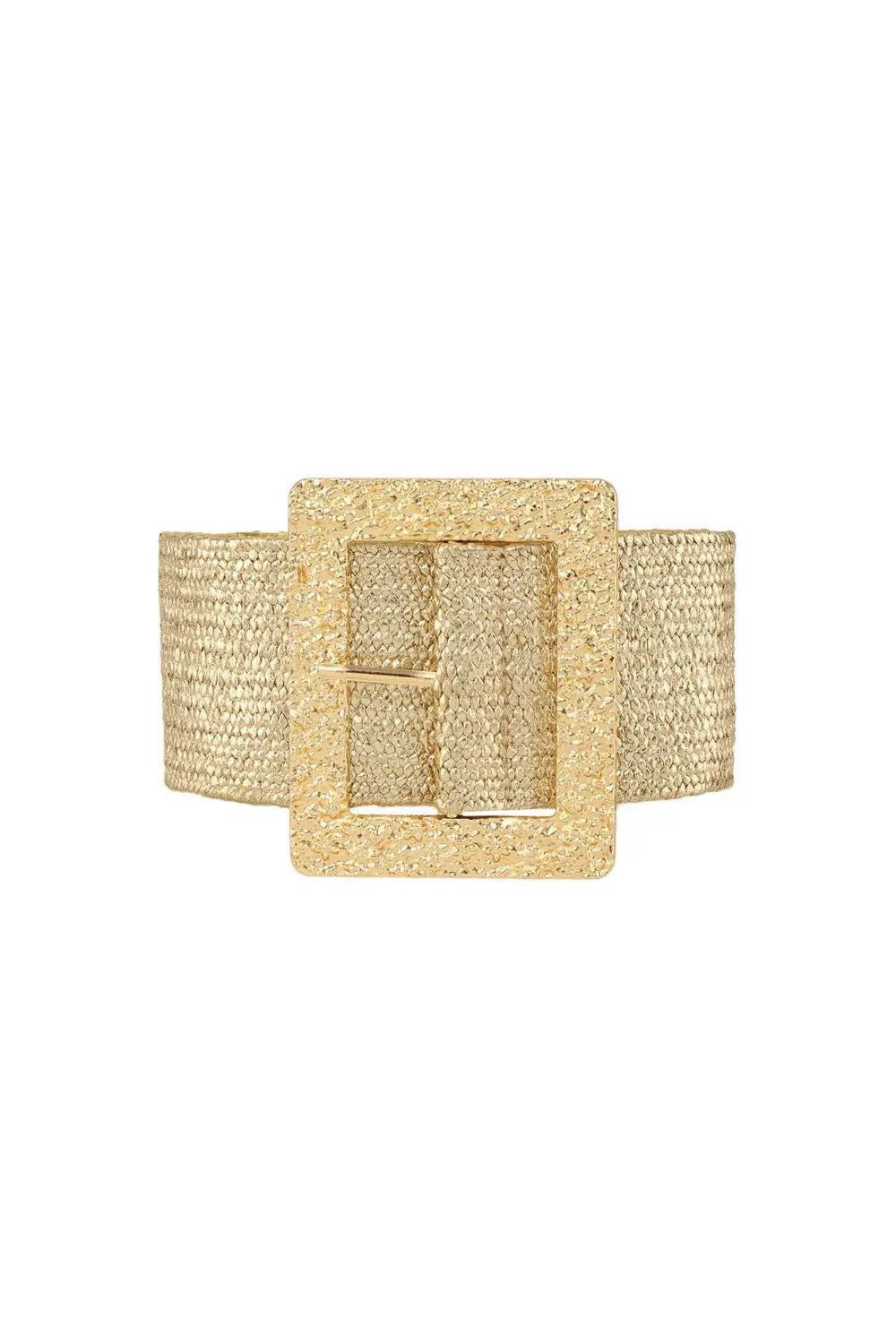 THE HAMMERED BUCKLE STRETCH BELT GOLD