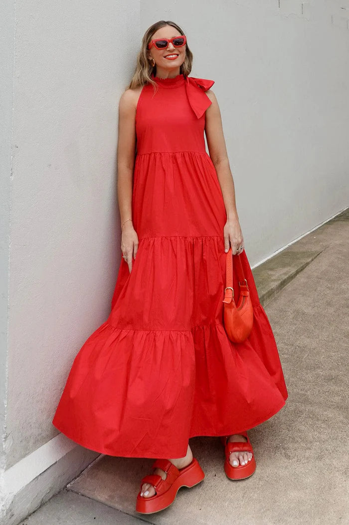 HELENA MAXI DRESS CHERRY RED