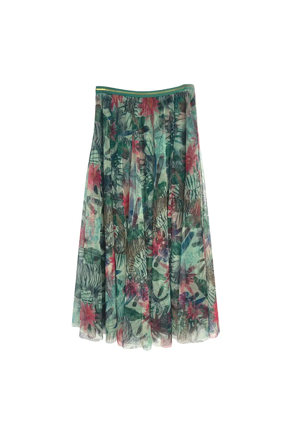 HIGH SOCIETY PRINTED TULLE SKIRT JUNGLE GREEN