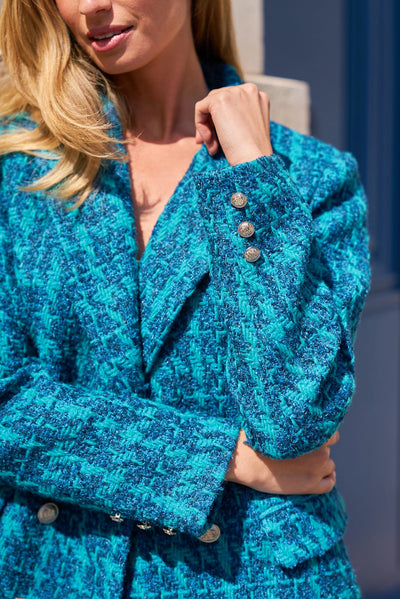 HOUNDSTOOTH TWEED LONGLINE BLAZER