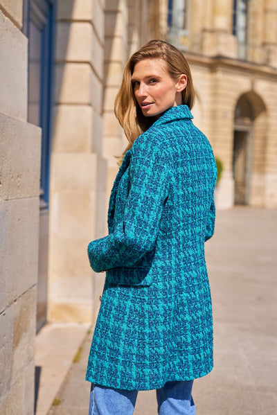 HOUNDSTOOTH TWEED LONGLINE BLAZER