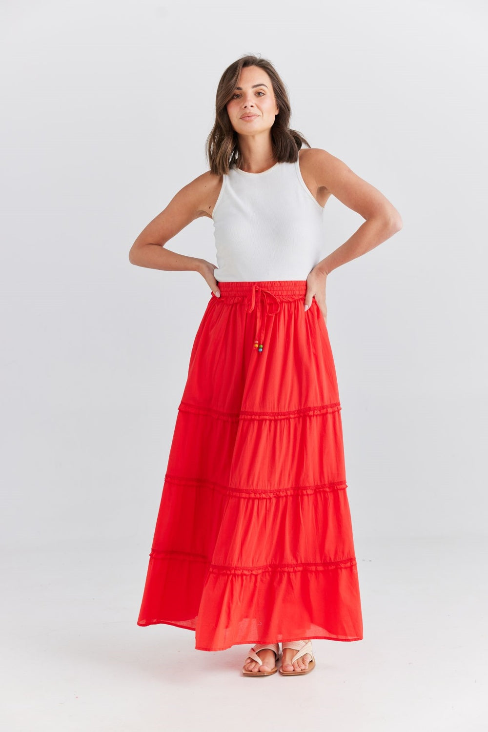 LOLA MAXI SKIRT SCARLET