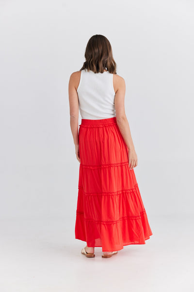 LOLA MAXI SKIRT SCARLET