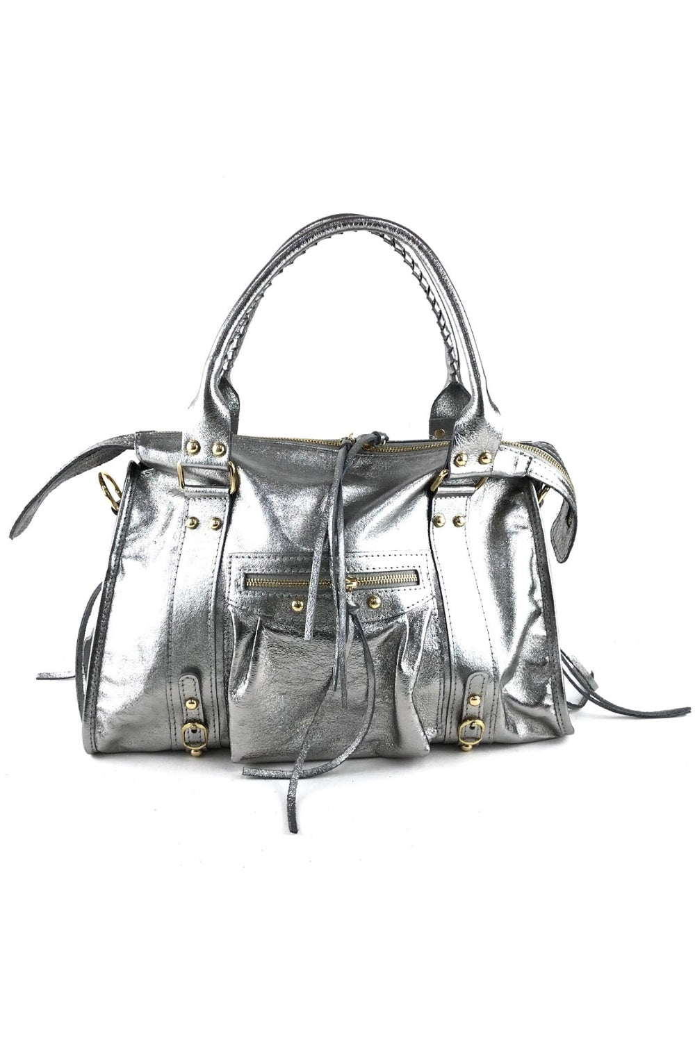 MAXI LAMINATO HANDBAG ARGENTO