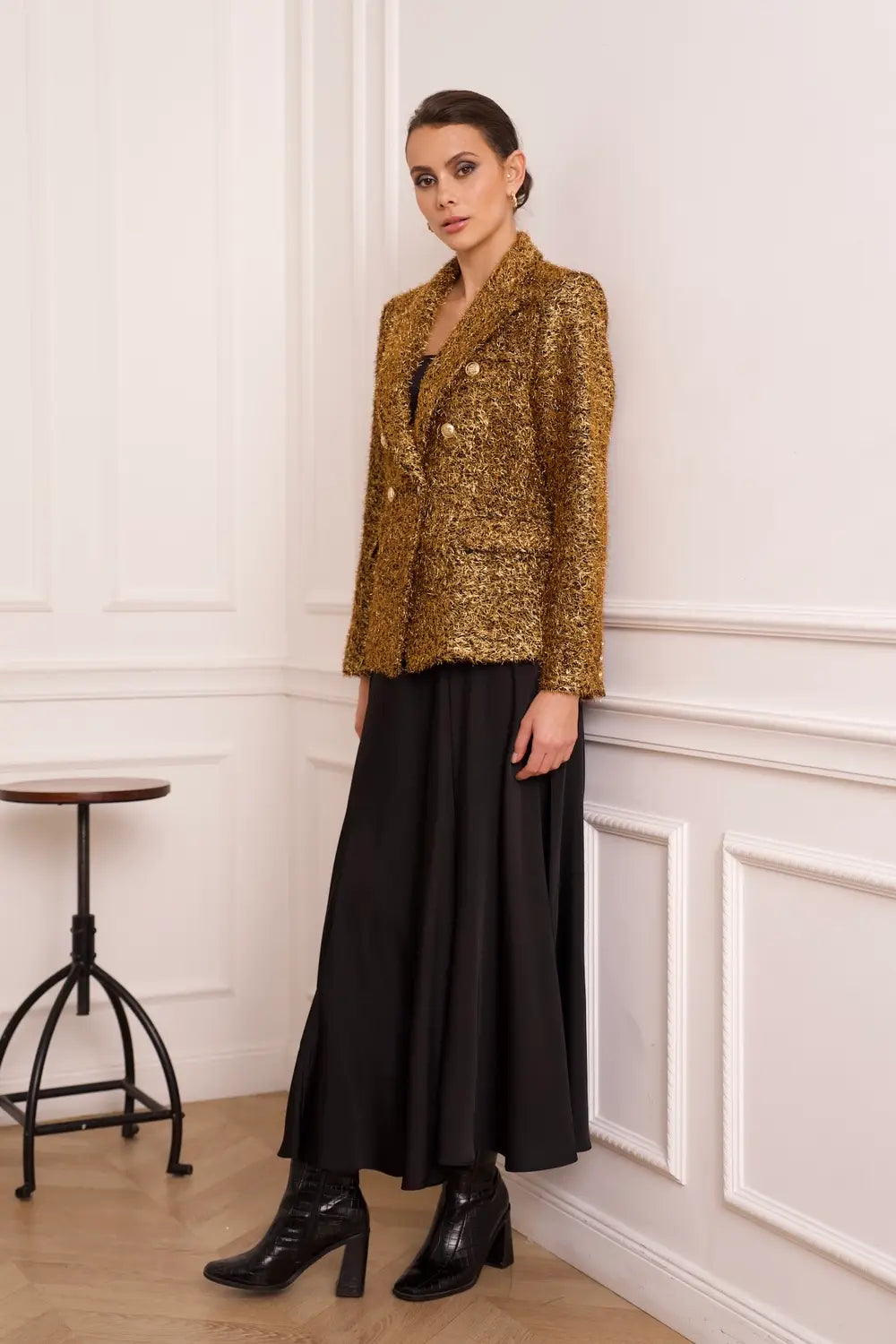METALLIC BLAZER GOLD