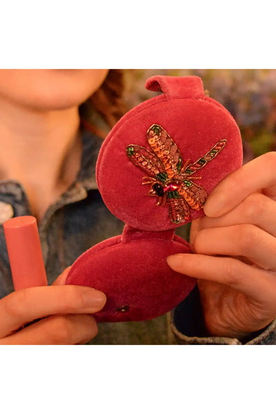 COMPACT MIRROR PINK DRAGONFLY