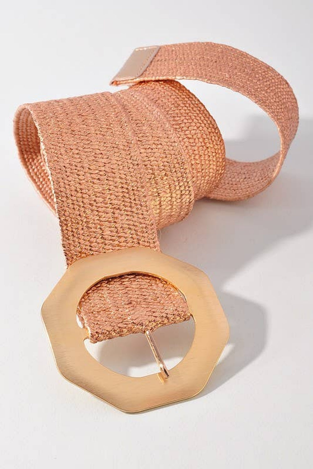 OCTAGON STRETCH BELT CHAMPAGNE