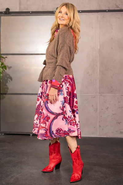 COLOURFUL ORNAMENTS MIDI SKIRT