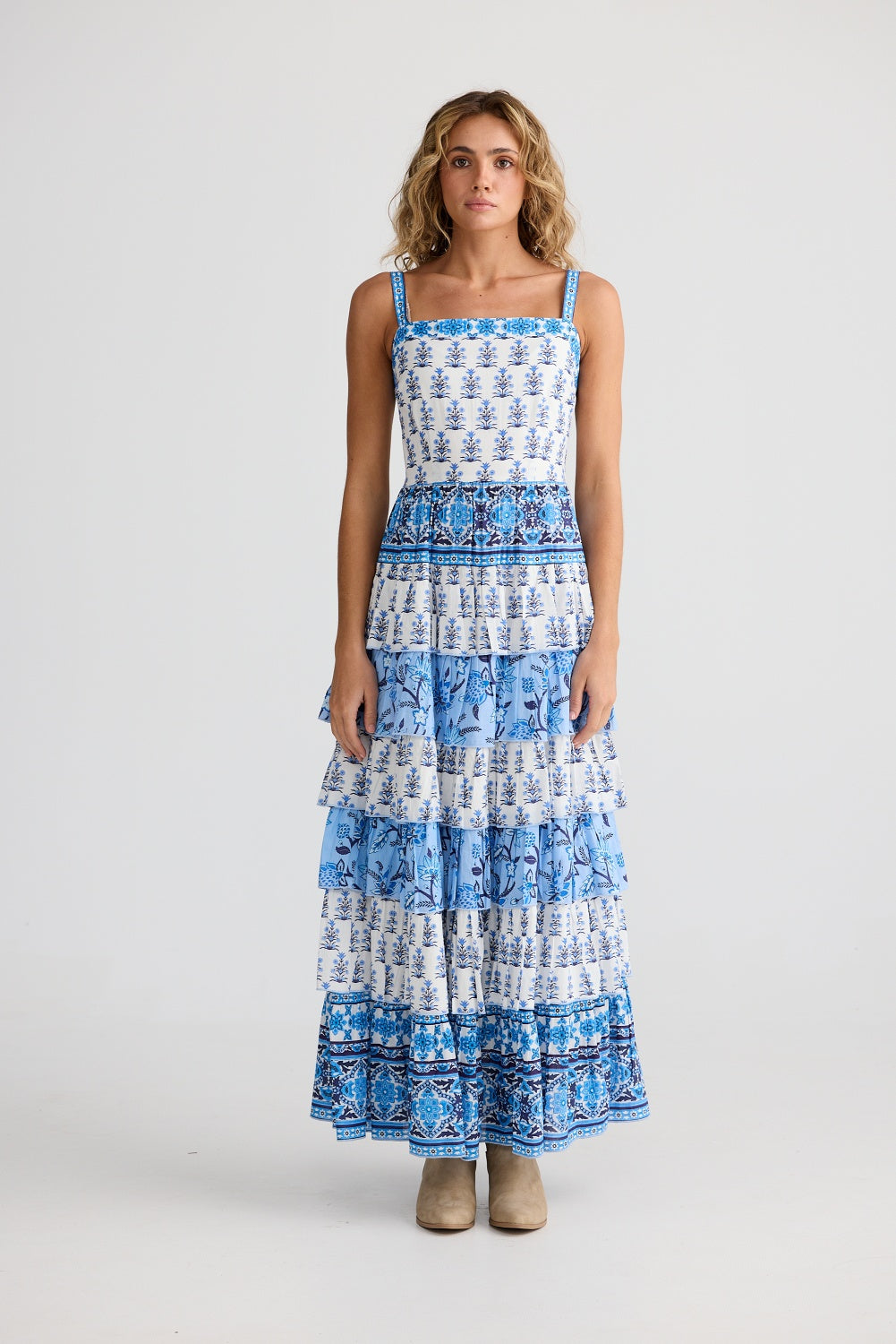 PALOMA RUFFLE MAXI DRESS BLUEBERRY FIELDS