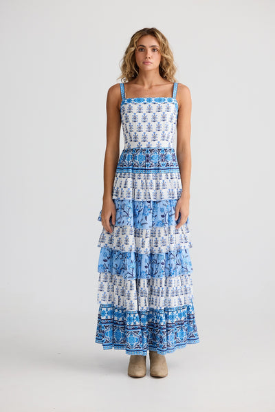 PALOMA RUFFLE MAXI DRESS BLUEBERRY FIELDS