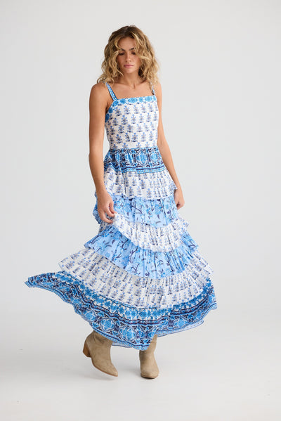 PALOMA RUFFLE MAXI DRESS BLUEBERRY FIELDS