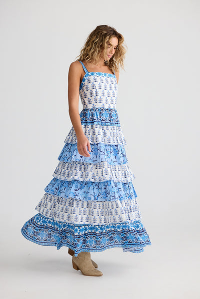PALOMA RUFFLE MAXI DRESS BLUEBERRY FIELDS