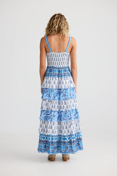 PALOMA RUFFLE MAXI DRESS BLUEBERRY FIELDS