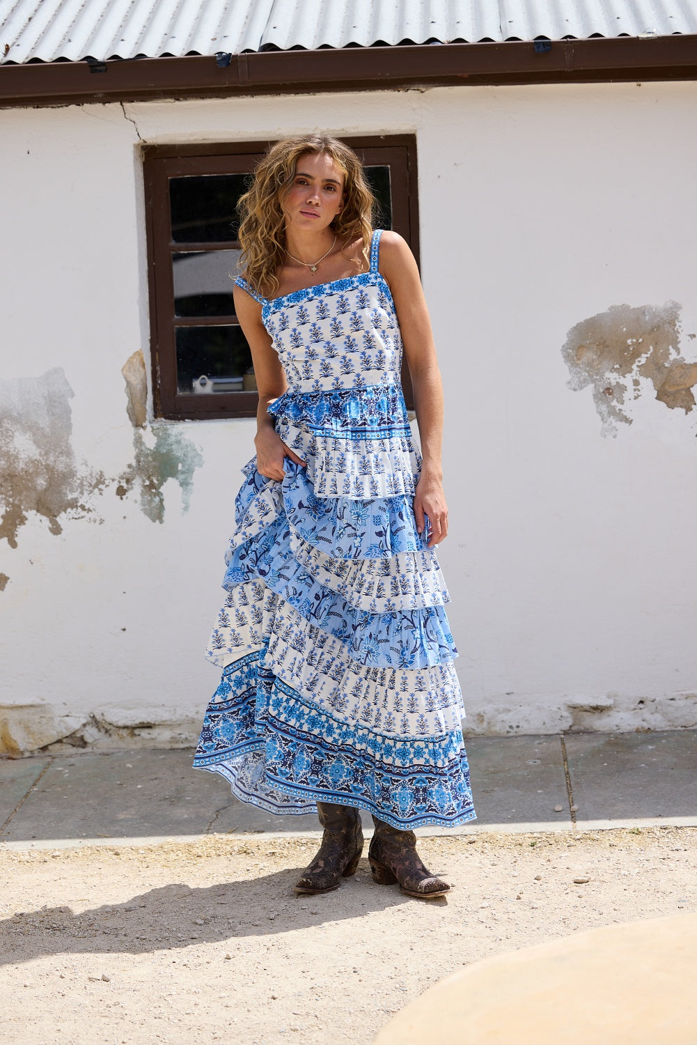 PALOMA RUFFLE MAXI DRESS BLUEBERRY FIELDS