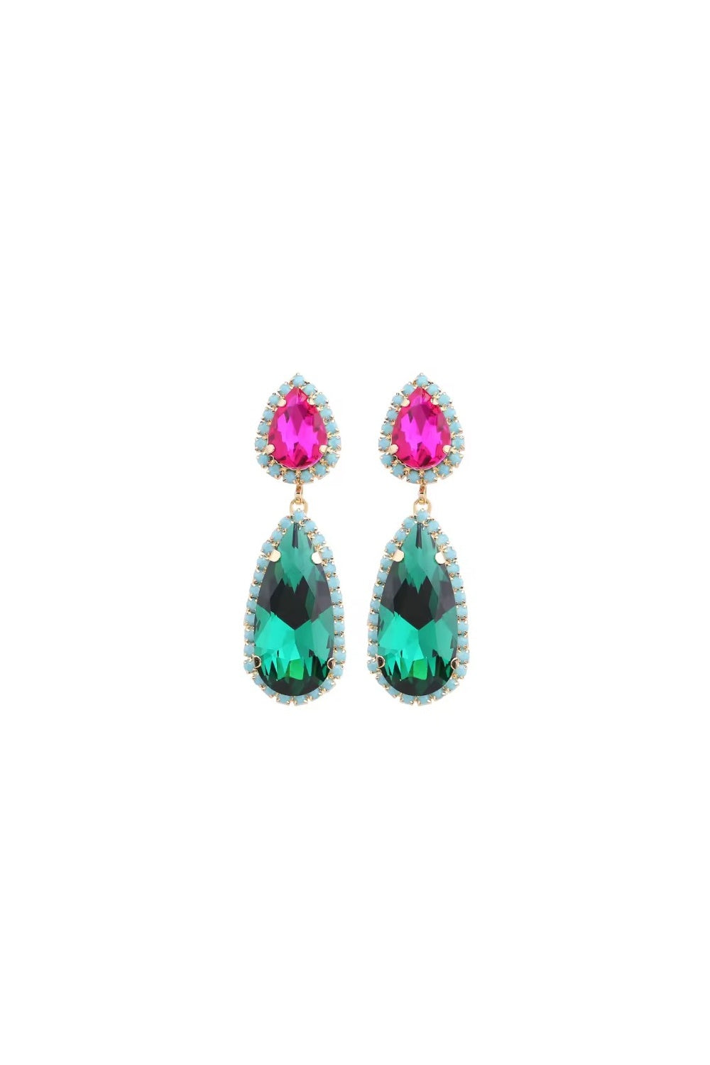 DIAMONDS IN THE SKY EARRINGS PINK & EMERALD