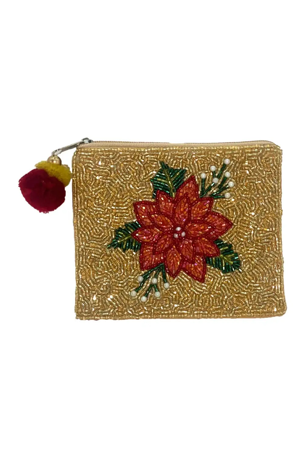 POINSETTIA BEADED COIN PURSE