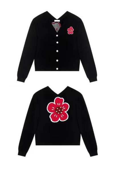 FLOWER POWER CARDIGAN BLACK