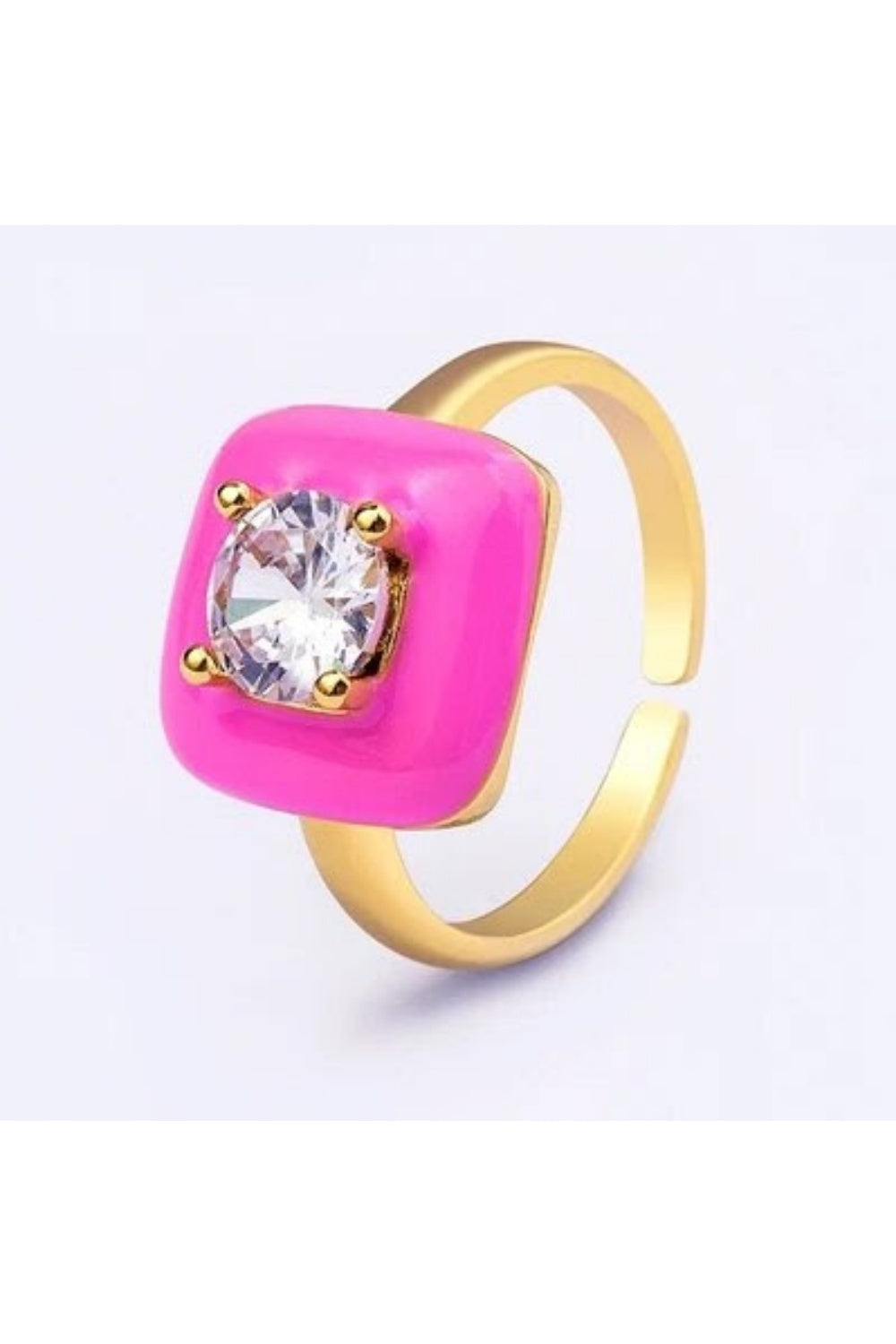 PRETTY SQUARE RING PINK