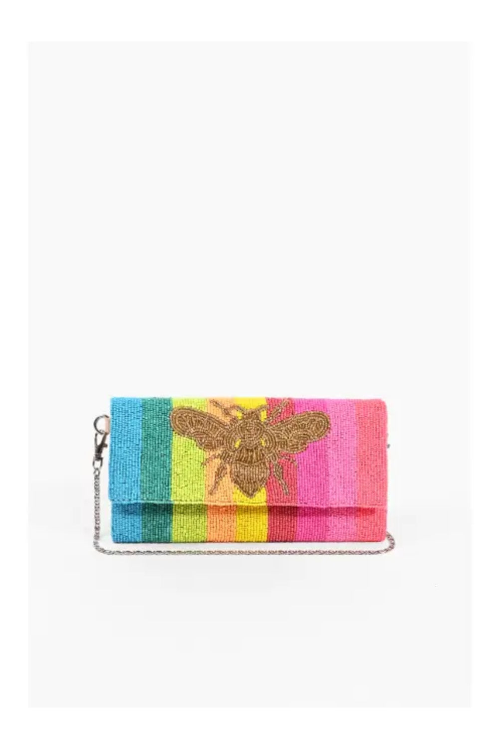 RAINBOW BEE BEADED CLUTCH